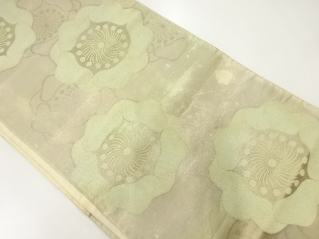 アンティーク　花模様織出し袋帯（材料）